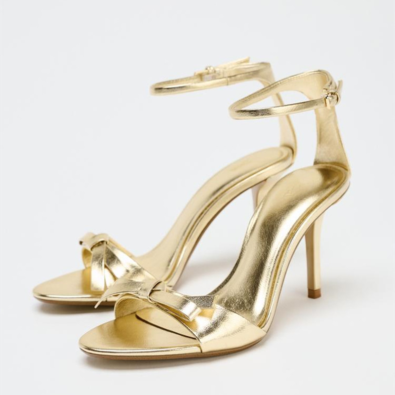 Women'S Fashion Brands - Elegant Golden Bow Brand High Heeled