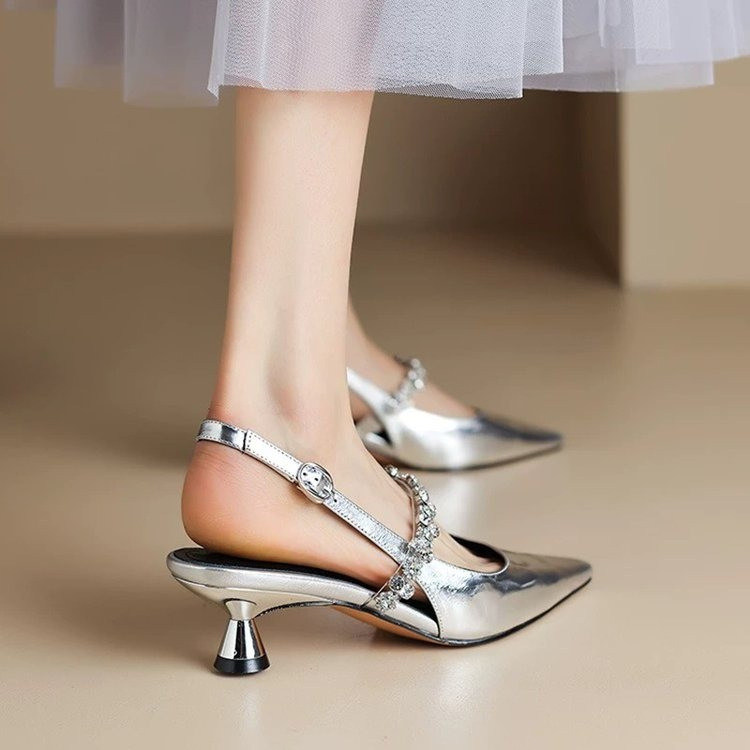 Women Fashion Trend 2026 - French Slip with Rhinestone Stiletto Helix