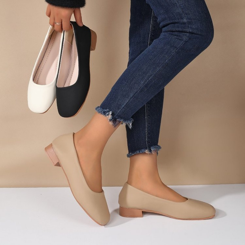 Women Fashion Trend 2026 - Soft Leather Round Toe Slip-On Shoes