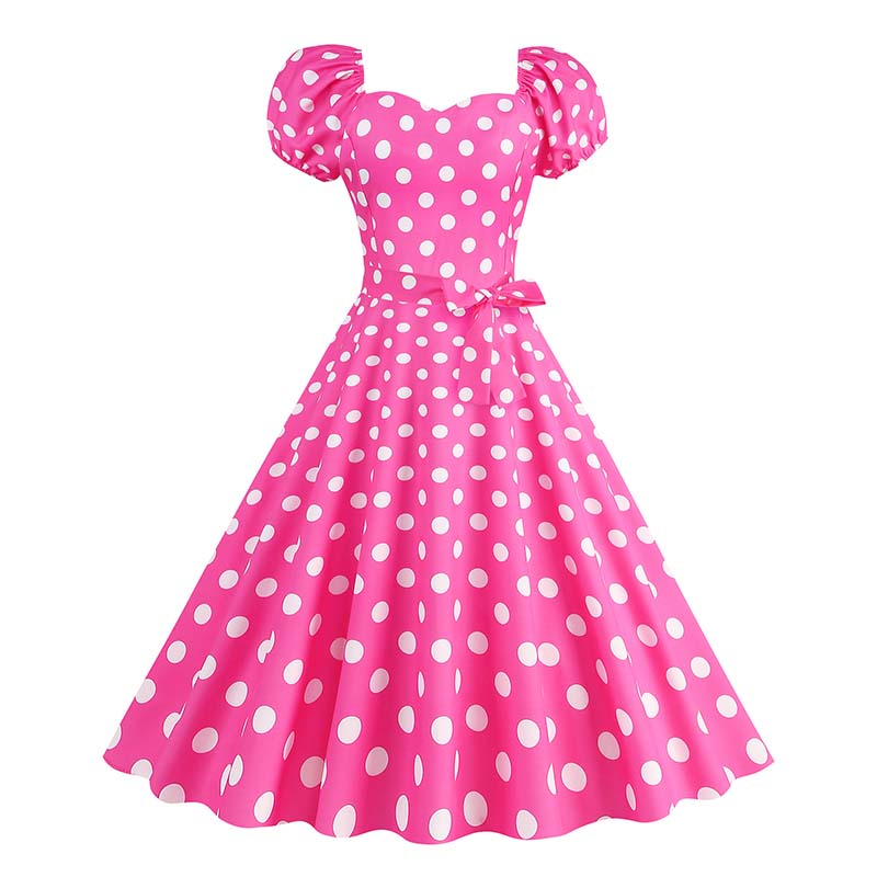 Women'S Fashion Of The 50S - Plaid Print Retro Women Dress Puff