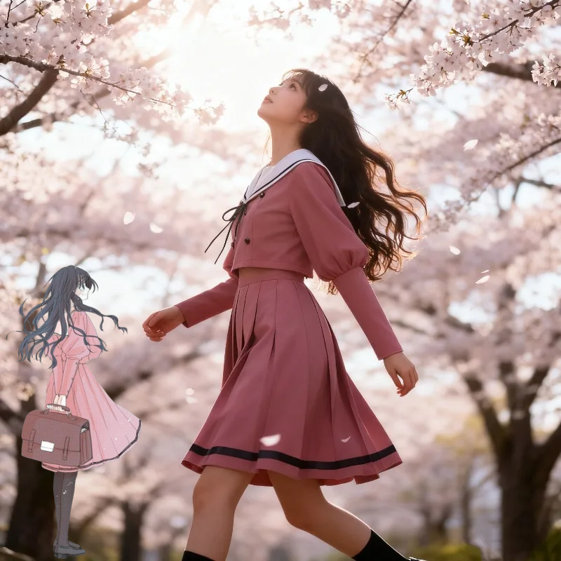 Belted Shirt Dress - Anime The Fragrant Flower Blooms with