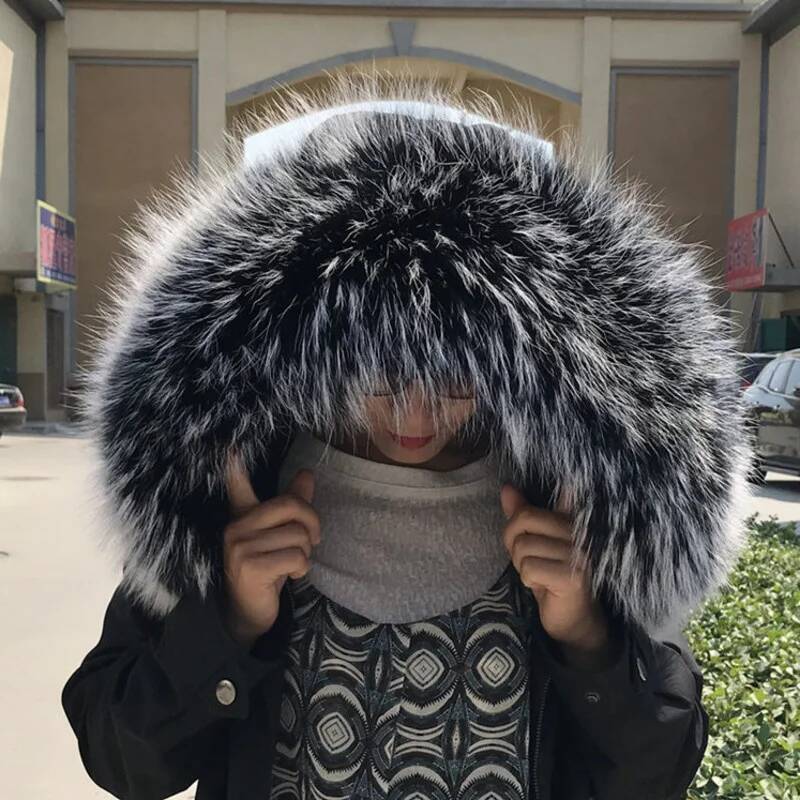 Women'S Fashion Parka - Winter Real Raccoon Fur Collar For