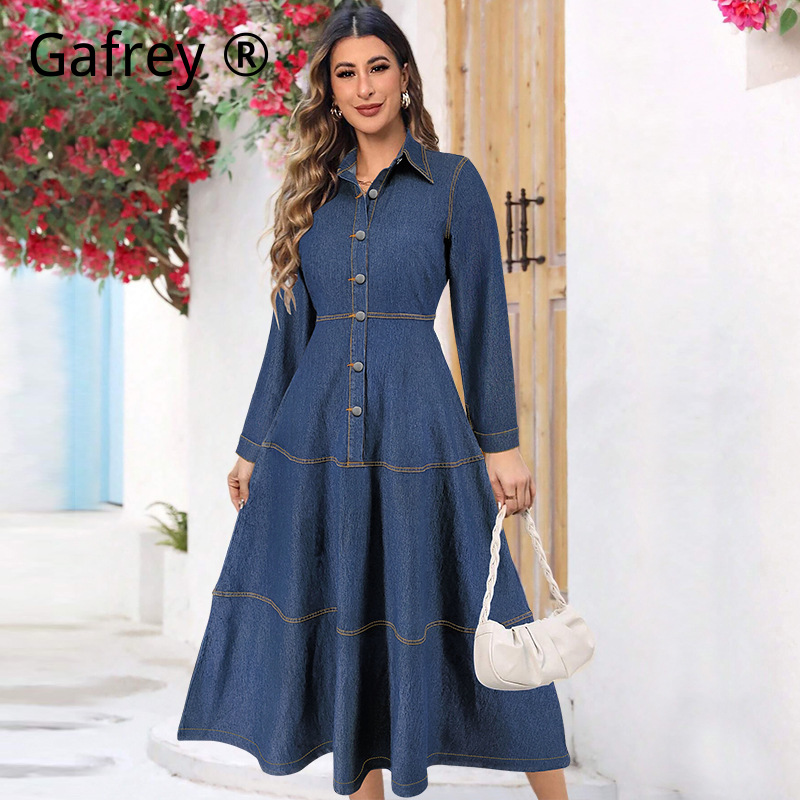 New Fashion Denim Jean Shirt D - Belted Shirt Dress recensie en prijs