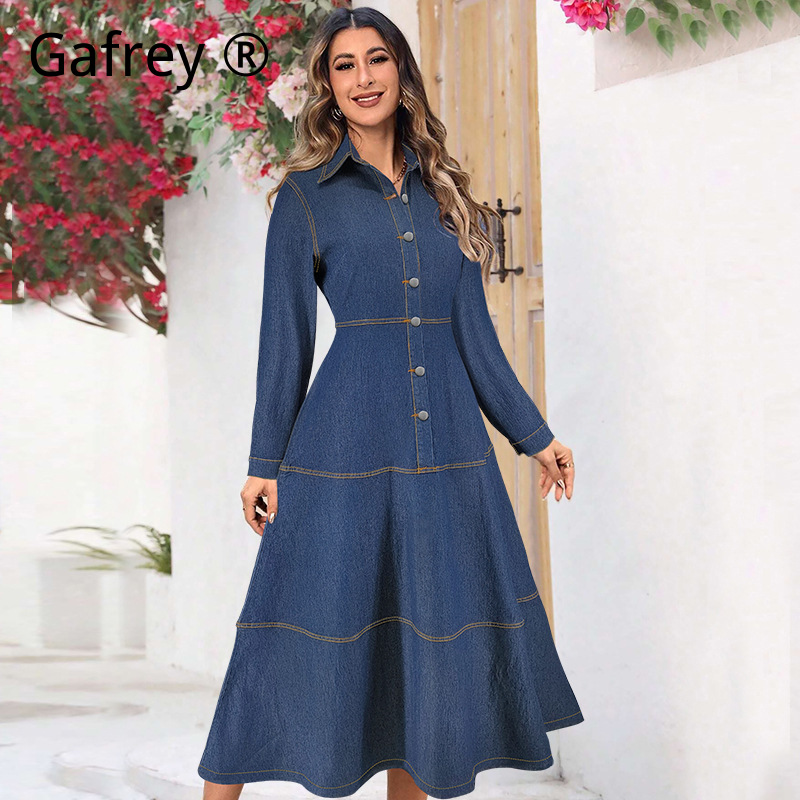 New Fashion Denim Jean Shirt D - Belted Shirt Dress recensie en prijs