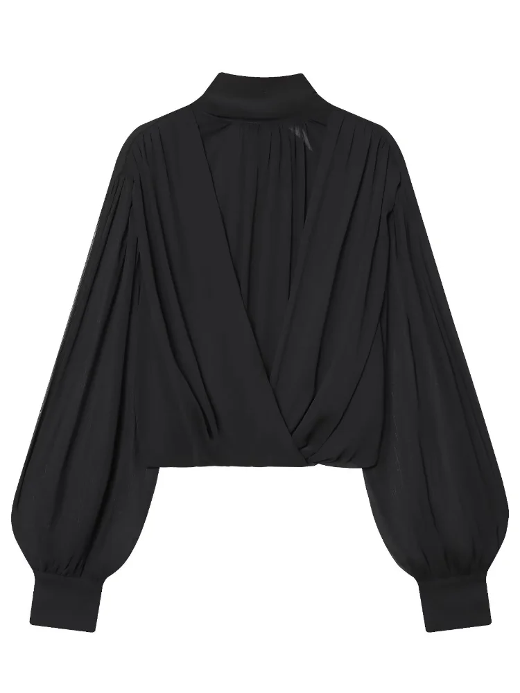 Sexy Black Sheer Chiffon Blous - Wrap Blouse Chiffon recensie en prijs