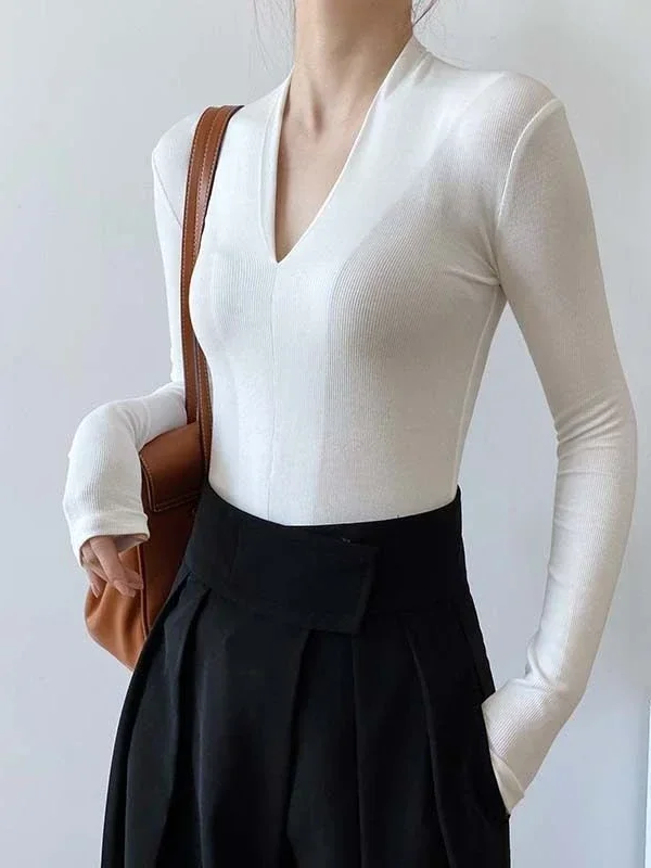 V-neck Slim Shirts Long Sleeve - Women'S Fashion For 2026 recensie en prijs