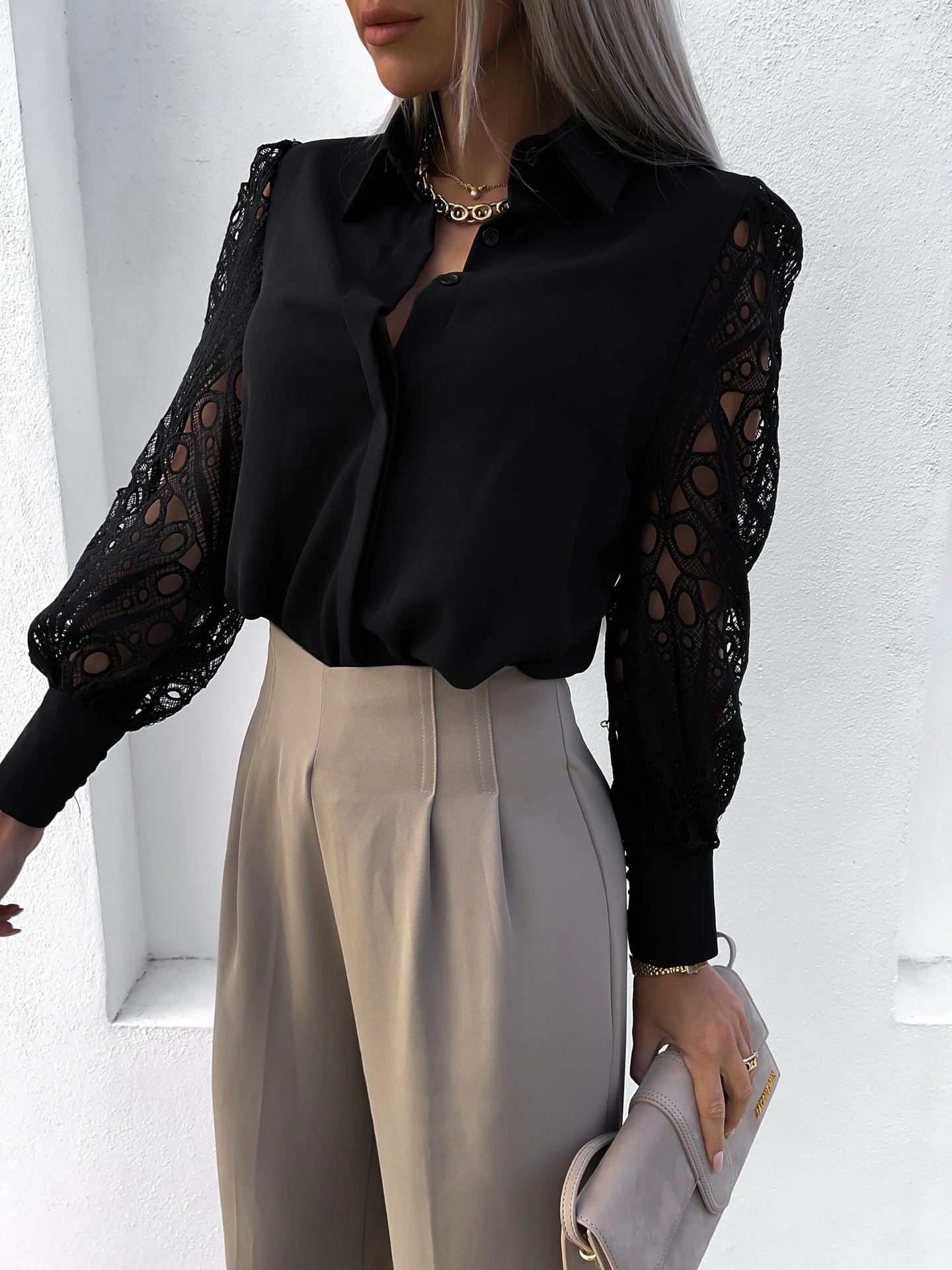 Women Elegant Solid Chiffon Bl - Wrap Blouse Chiffon recensie en prijs