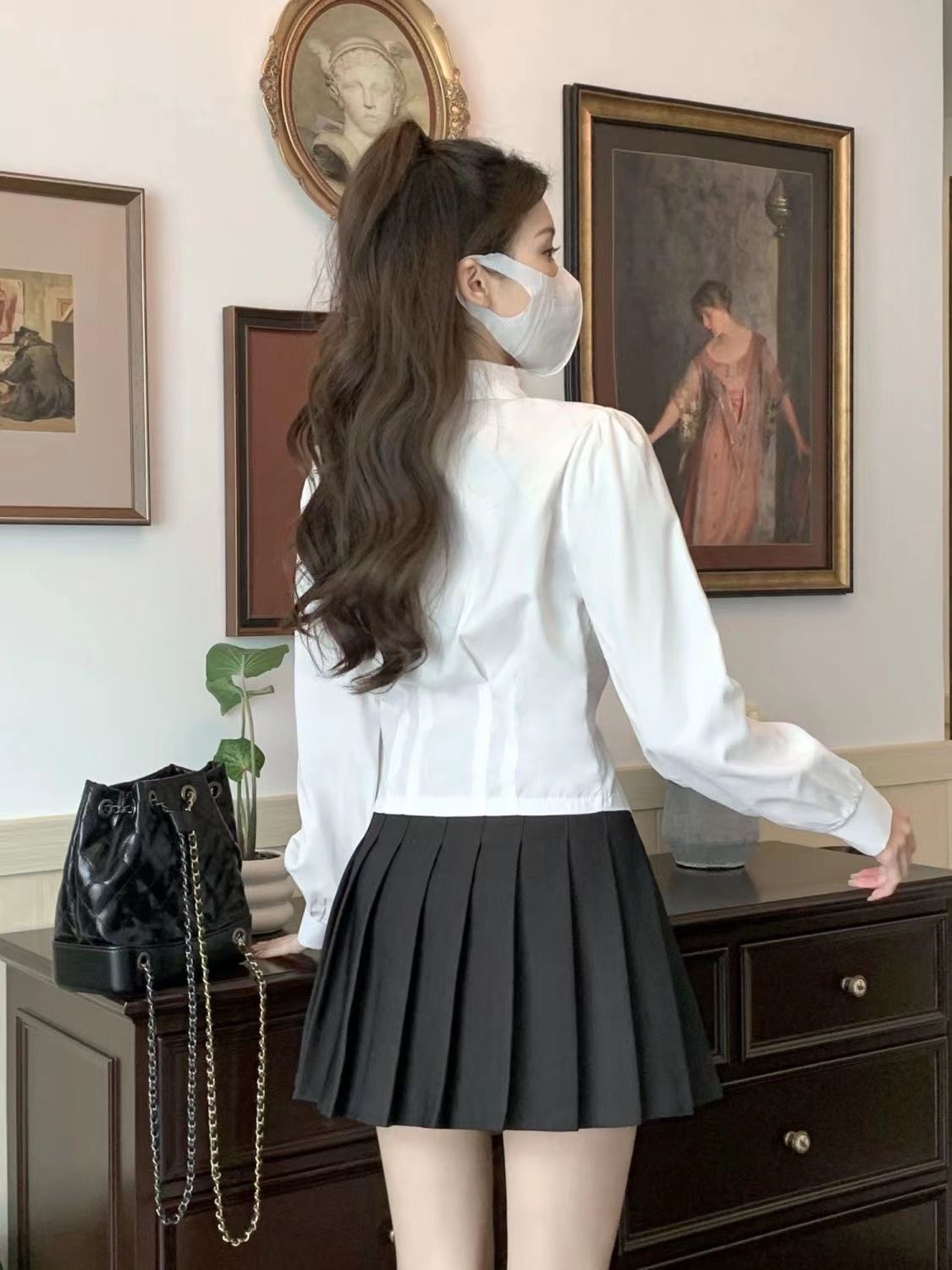 2000s White Long sleeve Vintag - Wrap Blouse Chiffon recensie en prijs