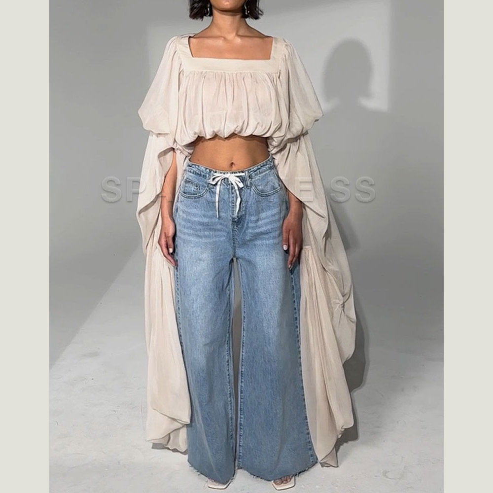 Women Chiffon Crop Top, Puff L - Women Top Fashion recensie en prijs