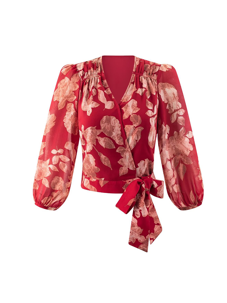 Women V-neck Wrap Bandage Blou - Wrap Blouse Chiffon recensie en prijs