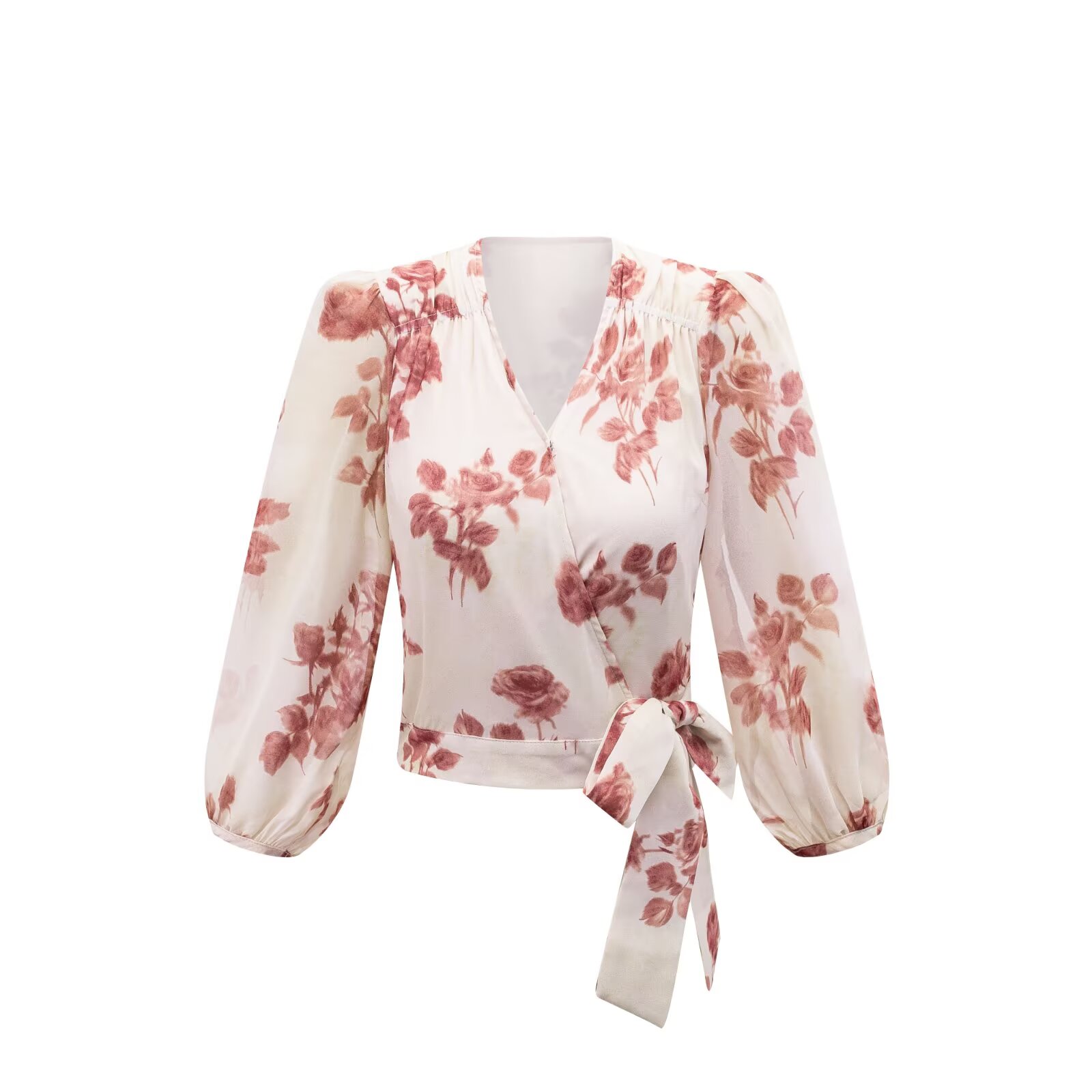 Women V-neck Wrap Bandage Blou - Wrap Blouse Chiffon recensie en prijs