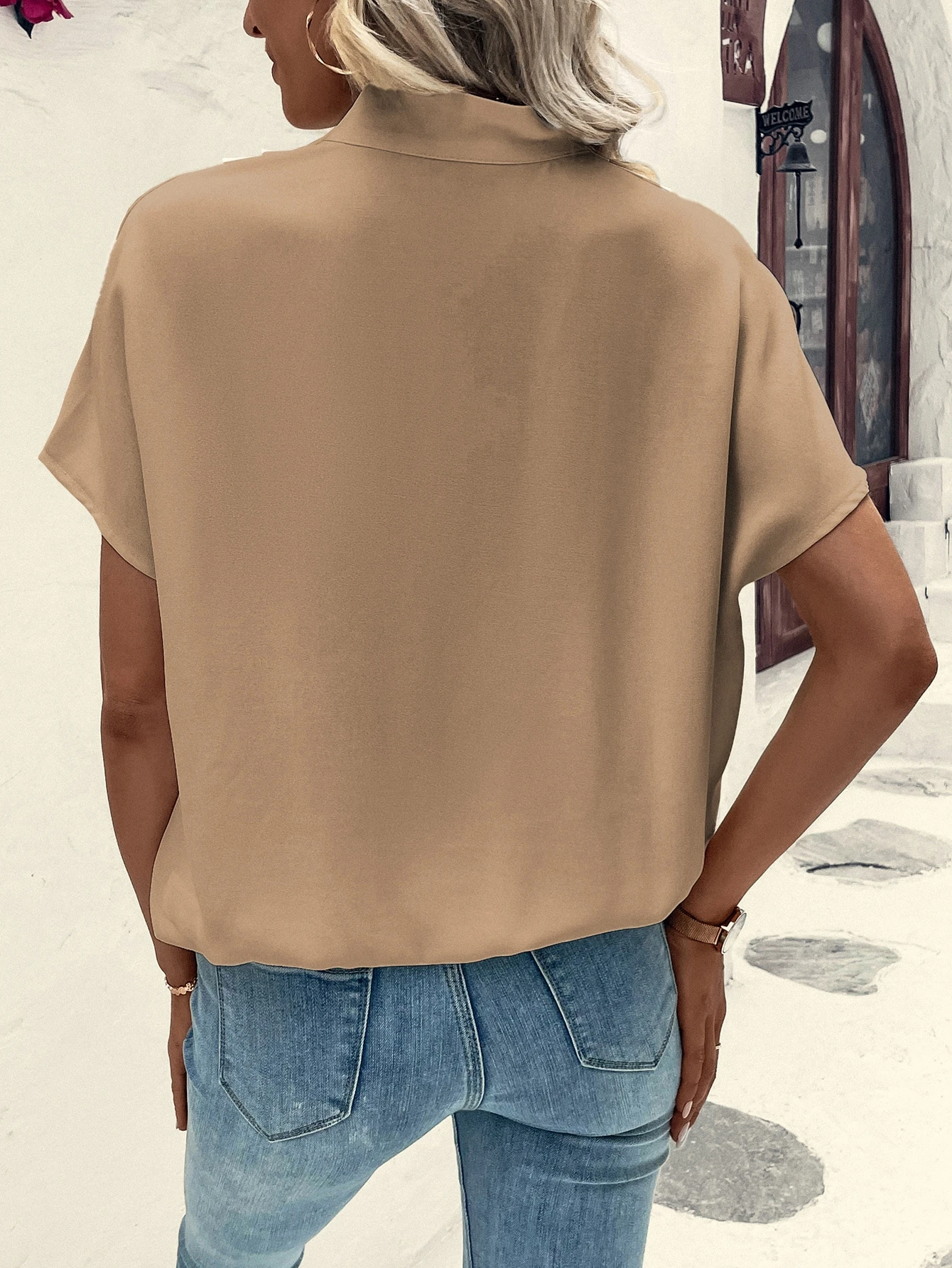 Solid Batwing Sleeve Wrap Blou - Wrap Blouse Chiffon recensie en prijs
