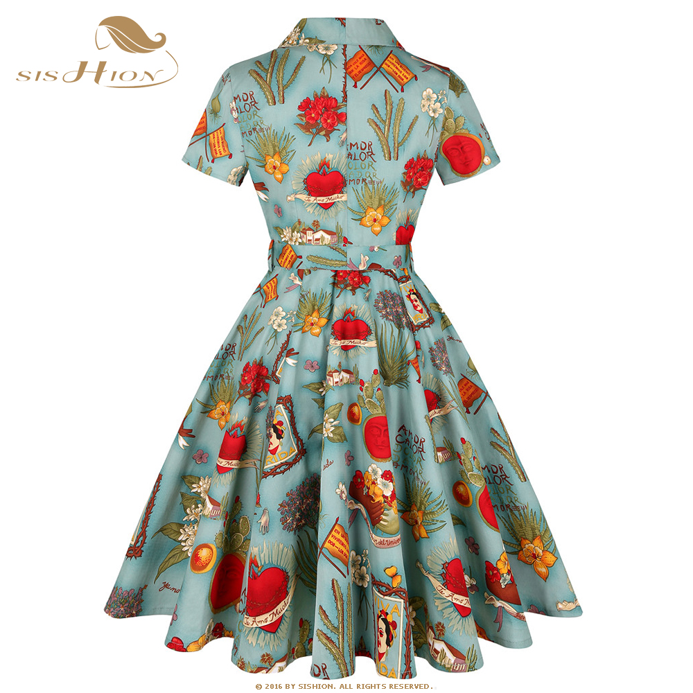 SISHION Short Sleeve Swing Ret - Women'S Fashion Of The 50S recensie en prijs