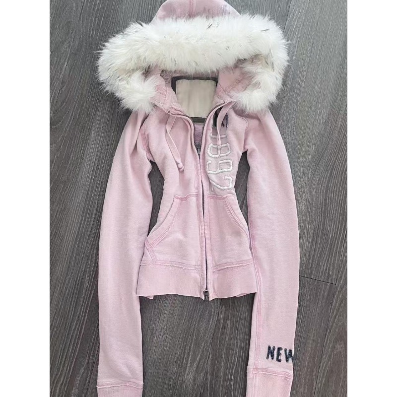 American Vintage Pink Furry Ho - Women'S Fashion Zip Up Hoodies recensie en prijs