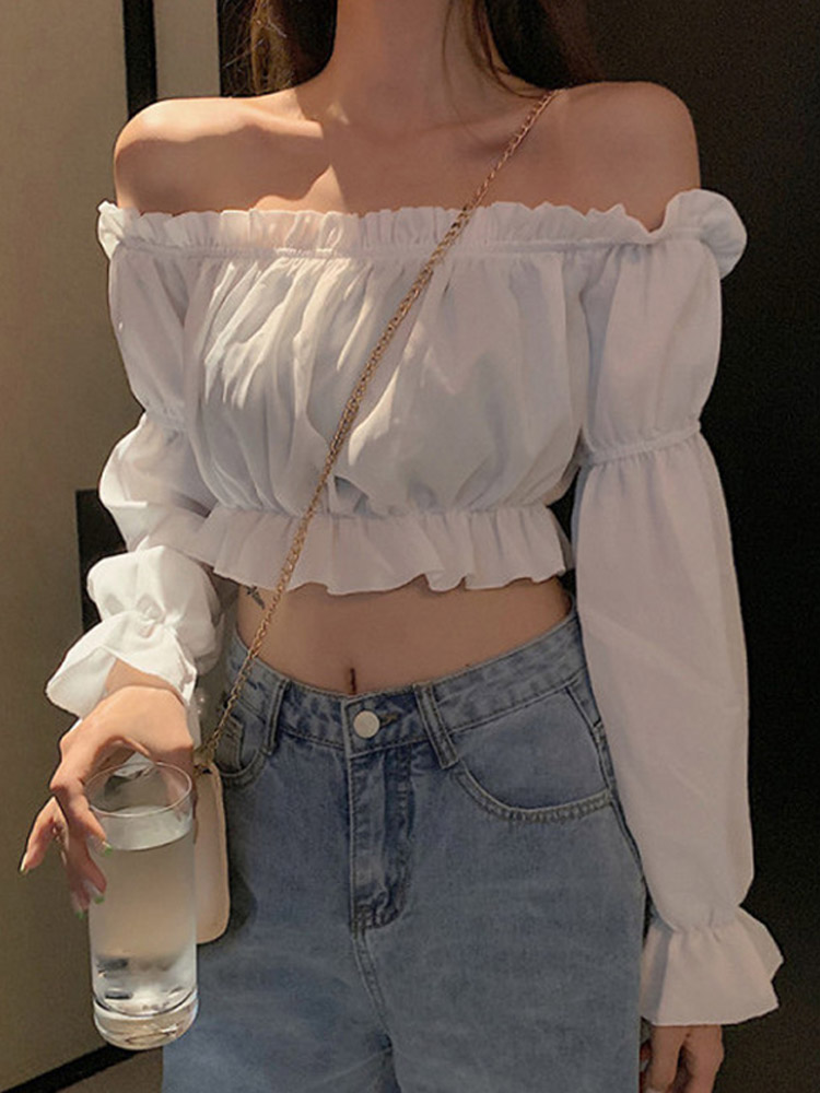 Women Top Sexy Blouse Off Shou - Wrap Blouse Chiffon recensie en prijs