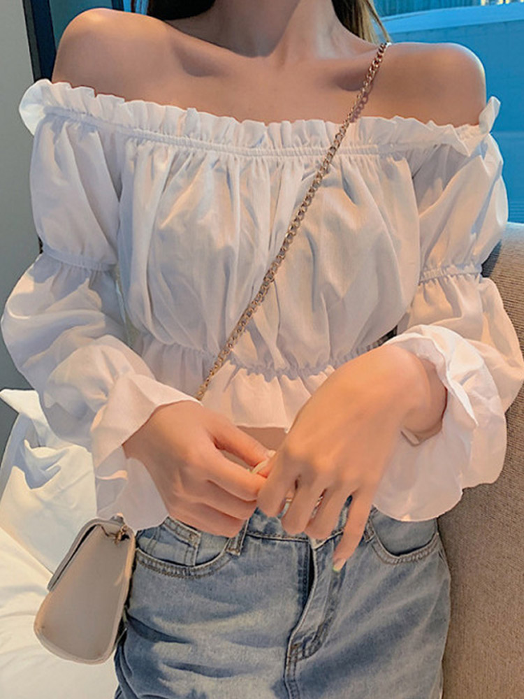 Women Top Sexy Blouse Off Shou - Wrap Blouse Chiffon recensie en prijs