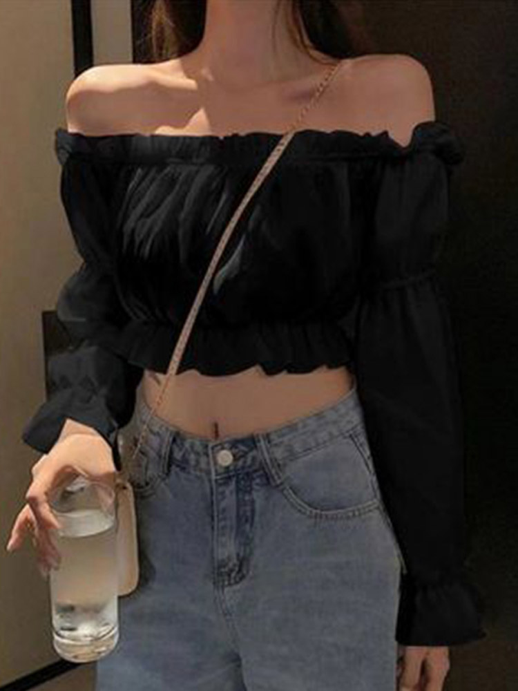Women Top Sexy Blouse Off Shou - Wrap Blouse Chiffon recensie en prijs