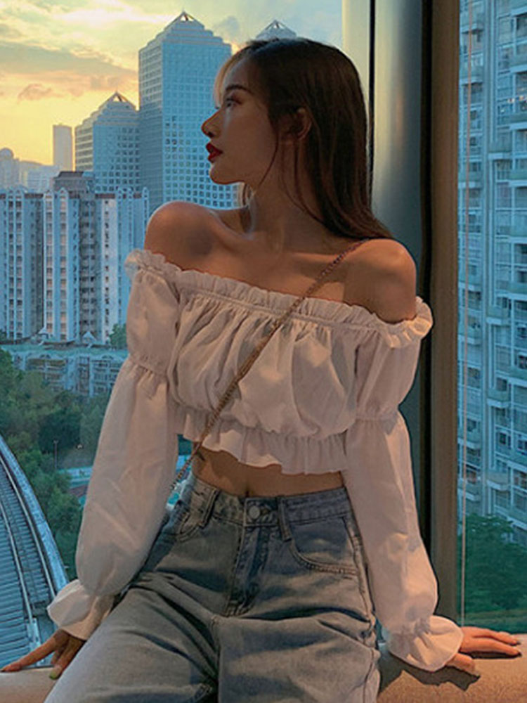Women Top Sexy Blouse Off Shou - Wrap Blouse Chiffon recensie en prijs