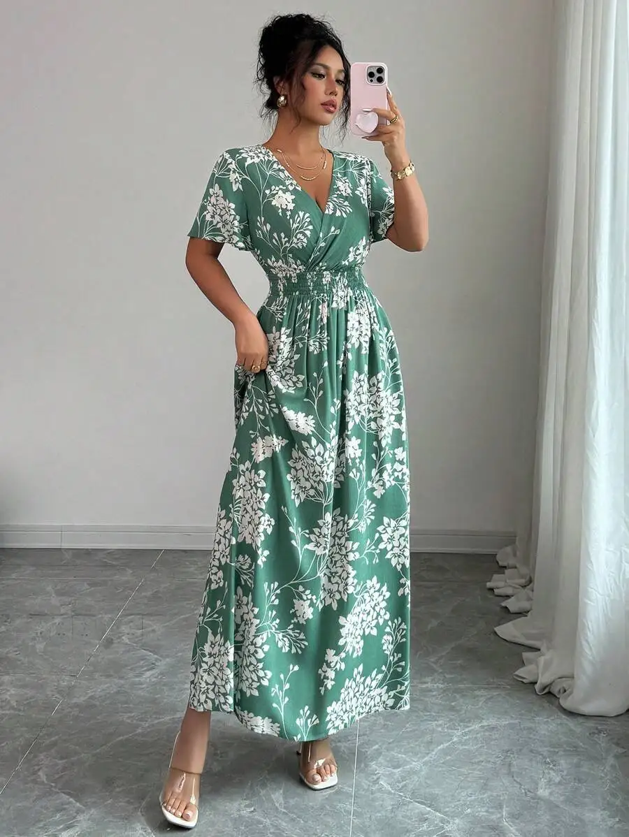 Women Elegant Floral Print Wra - Floral Summer Dress recensie en prijs