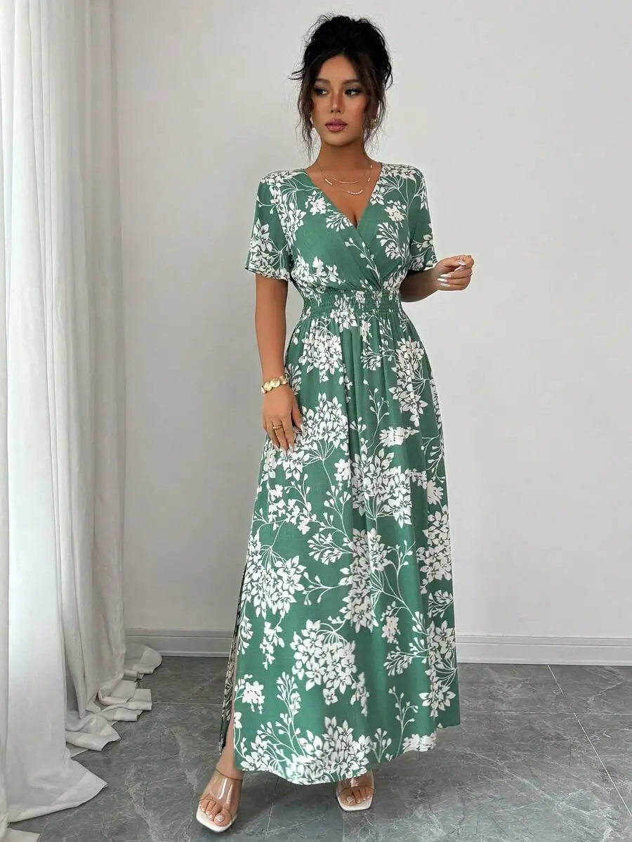 Women Elegant Floral Print Wra - Floral Summer Dress recensie en prijs