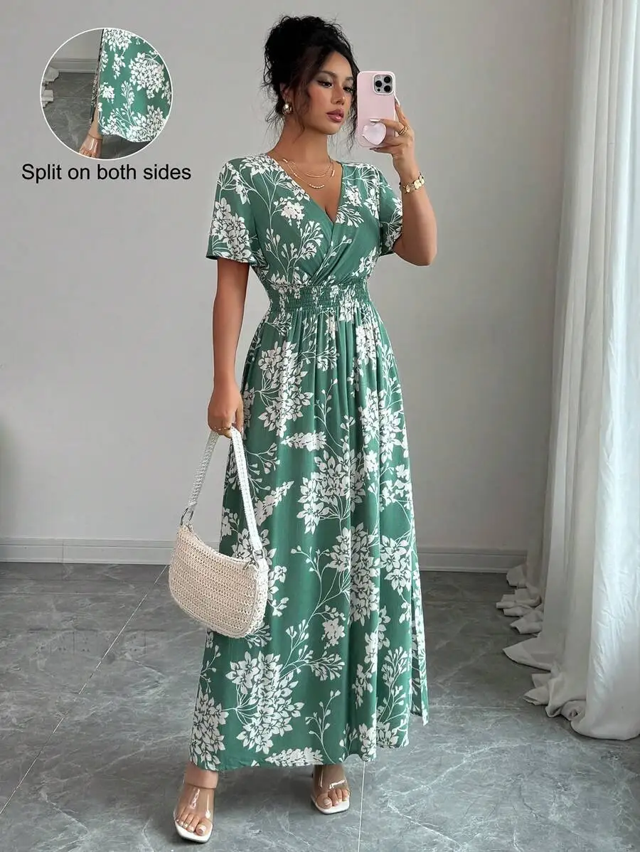 Women Elegant Floral Print Wra - Floral Summer Dress recensie en prijs