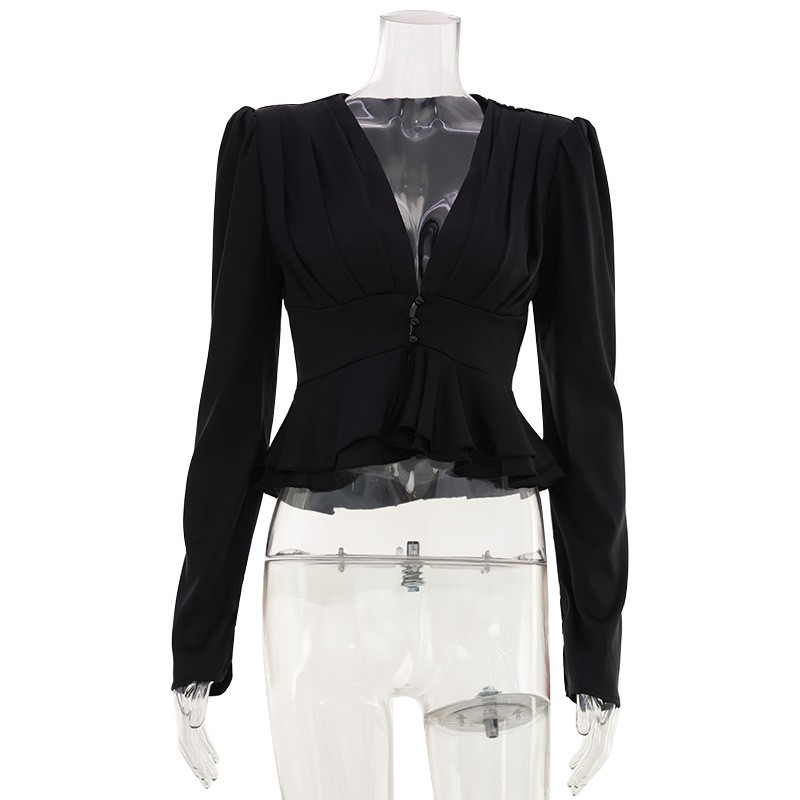 Women Blouse V Neck Long Sleev - Wrap Blouse Chiffon recensie en prijs