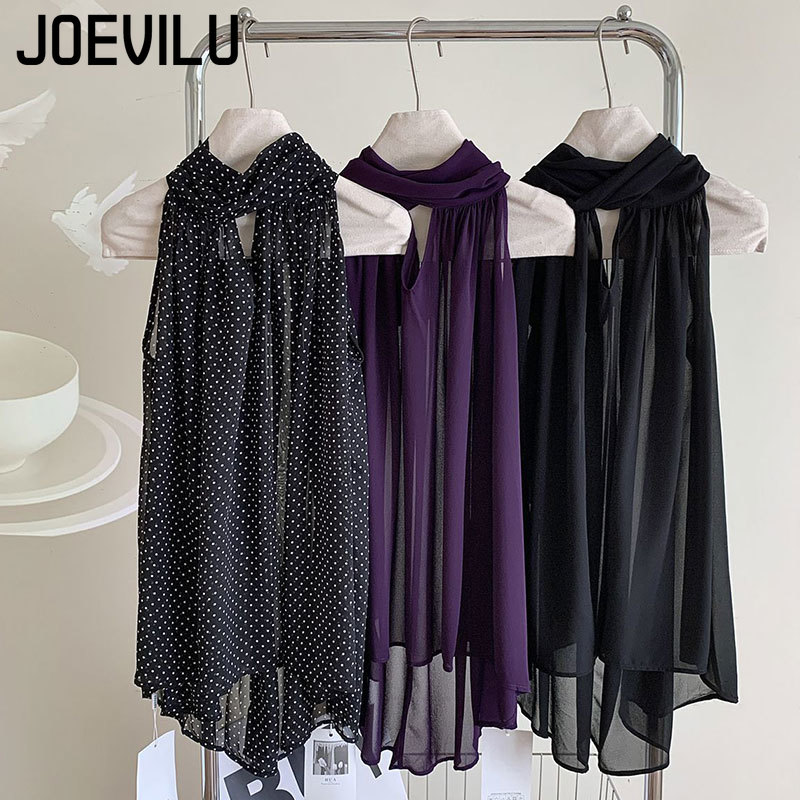 JOEVILU Sleeveless Lace Up Hal - Wrap Blouse Chiffon recensie en prijs