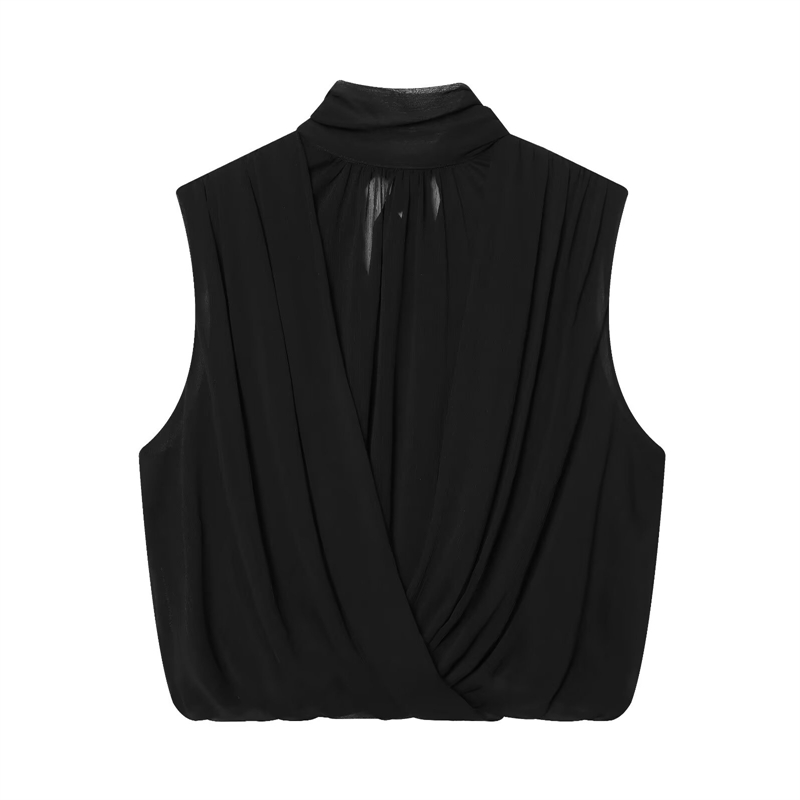 Black Draped Front Blouse Wome - Wrap Blouse Chiffon recensie en prijs