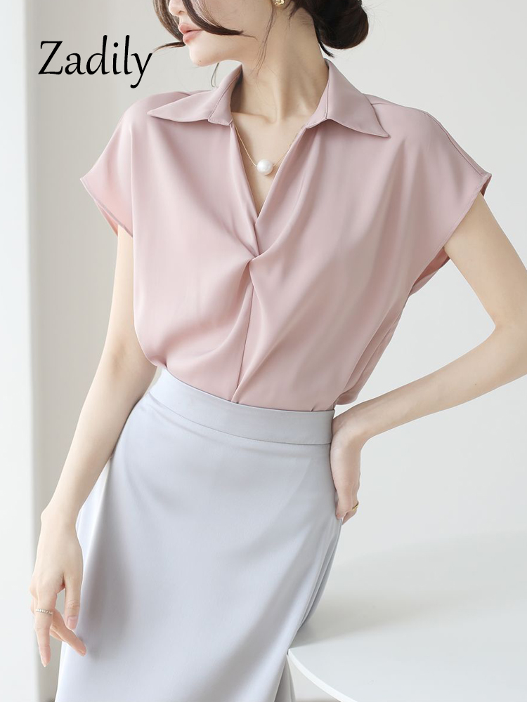 Women's Satin Wrap Front Blous - Wrap Blouse Chiffon recensie en prijs