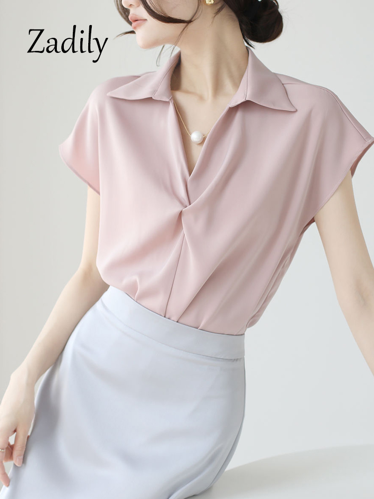 Women's Satin Wrap Front Blous - Wrap Blouse Chiffon recensie en prijs