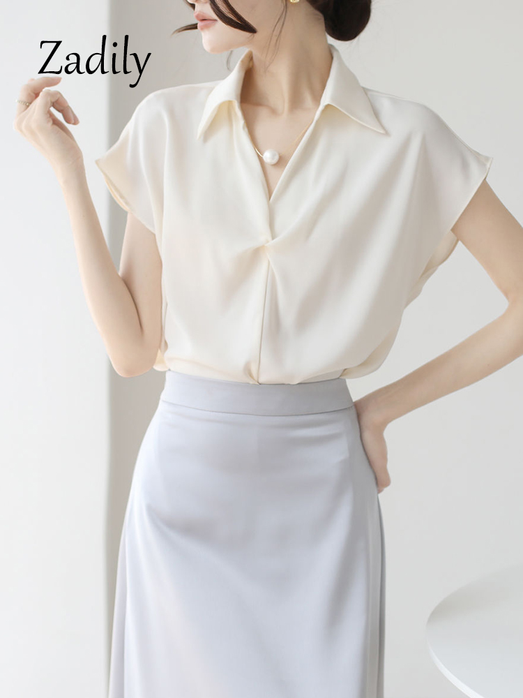 Women's Satin Wrap Front Blous - Wrap Blouse Chiffon recensie en prijs